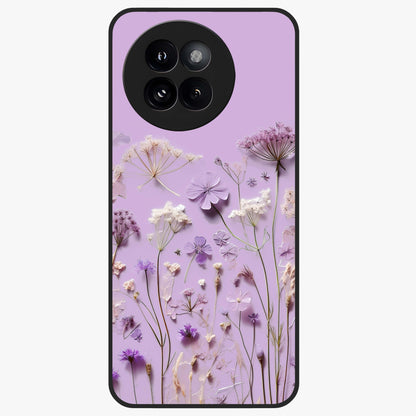 Lavender Blossom Dream Glass Case showing flat back view with soft lavender floral artwork and glossy glass finish.