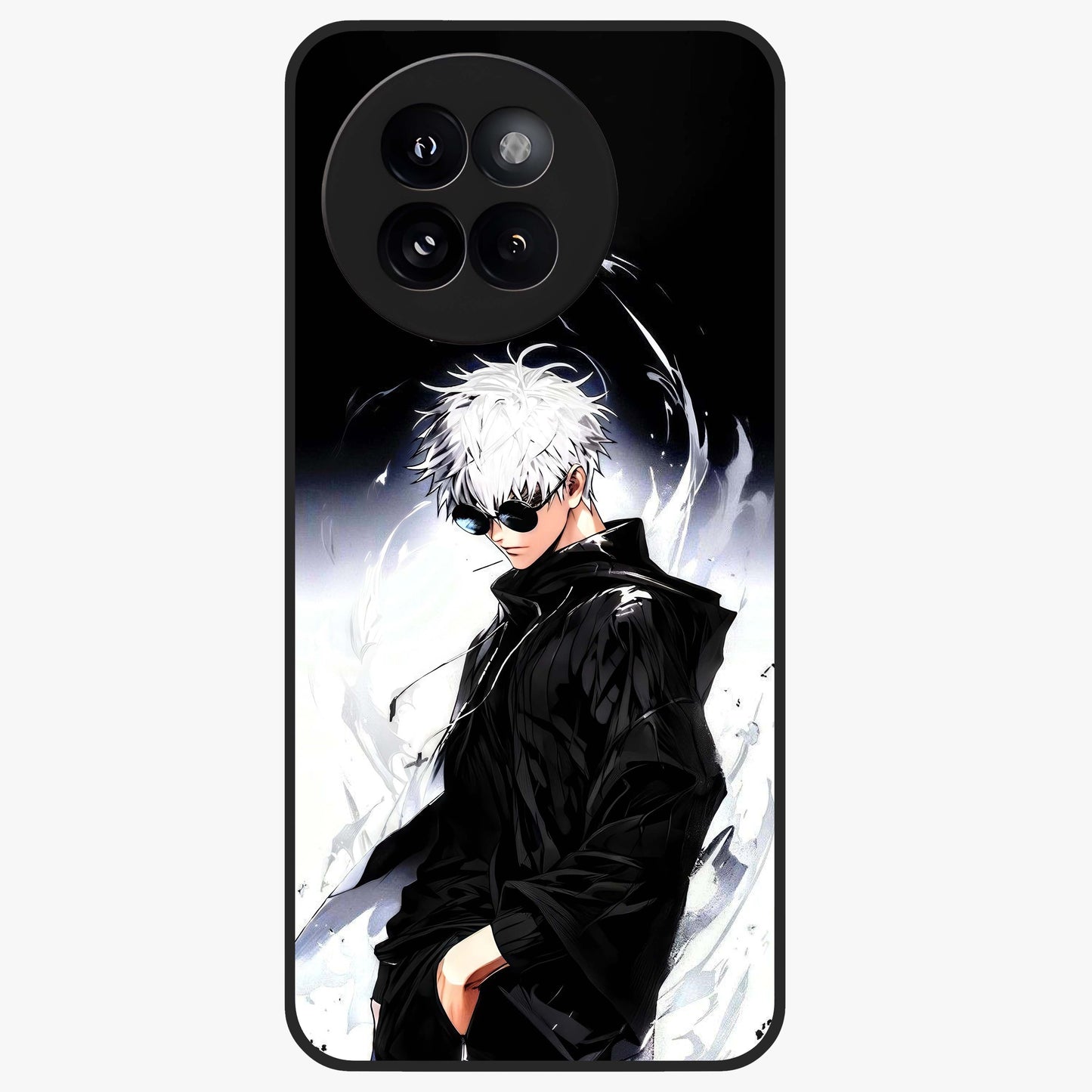 Limitless Shadow King Glass Case showing flat back view with powerful shadow warrior artwork and glossy glass finish.