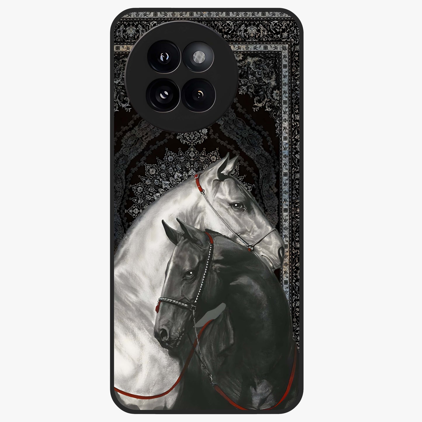 Majestic Ride Legacy Glass Case showing flat back view with powerful automotive inspired artwork and glossy glass finish.