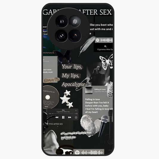 Midnight Love Echo Glass Case showing flat back view with romantic midnight themed artwork and glossy glass finish.