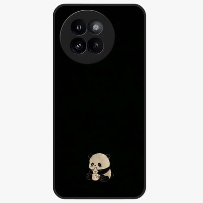 Midnight Panda Love Glass Case showing flat back view with cute panda themed artwork and glossy glass finish.
