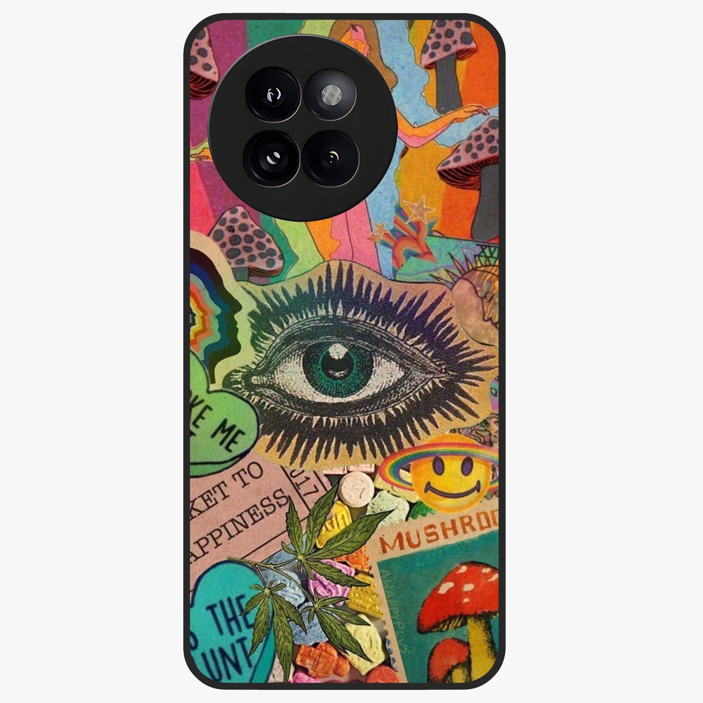 Mystic Eye Wonderland Glass Case showing flat back view with mystical eye themed artwork and glossy glass finish.