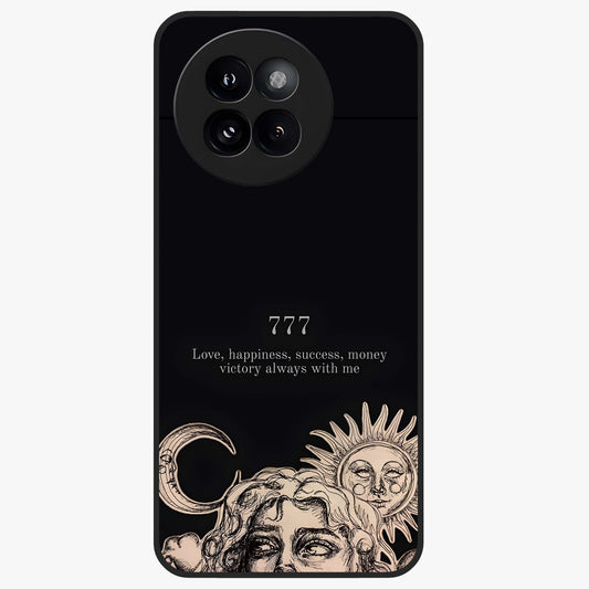 Mystic Victory Aura Glass Case showing flat back view with victory symbol artwork and glossy glass finish.