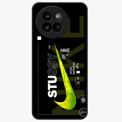 Neon Street Edition Glass Case showing flat back view with neon street style artwork and glossy glass finish.
