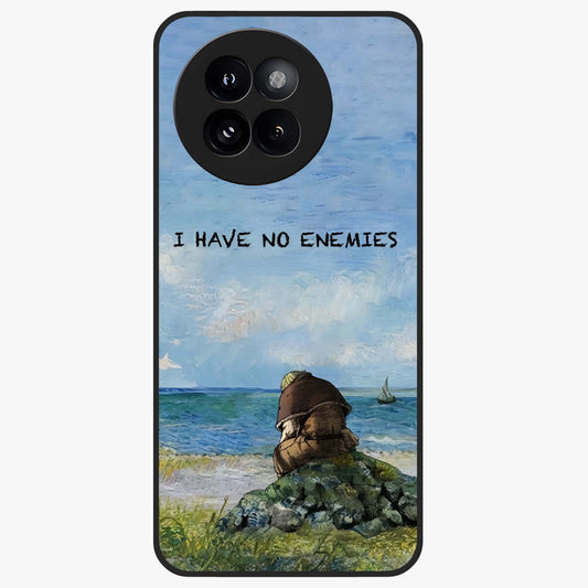 Peace Beyond War Glass Case showing flat back view with symbolic peace themed artwork and glossy glass finish.