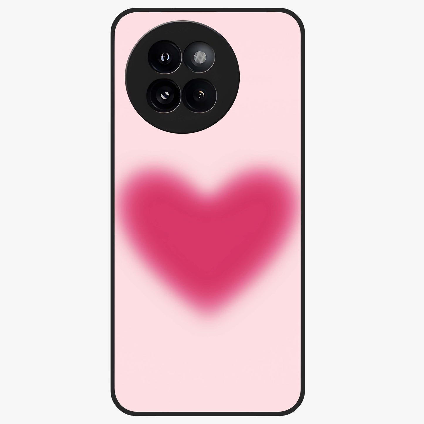 Pink Aura Heart Glass Case showing flat back view with glowing heart artwork and glossy glass finish.