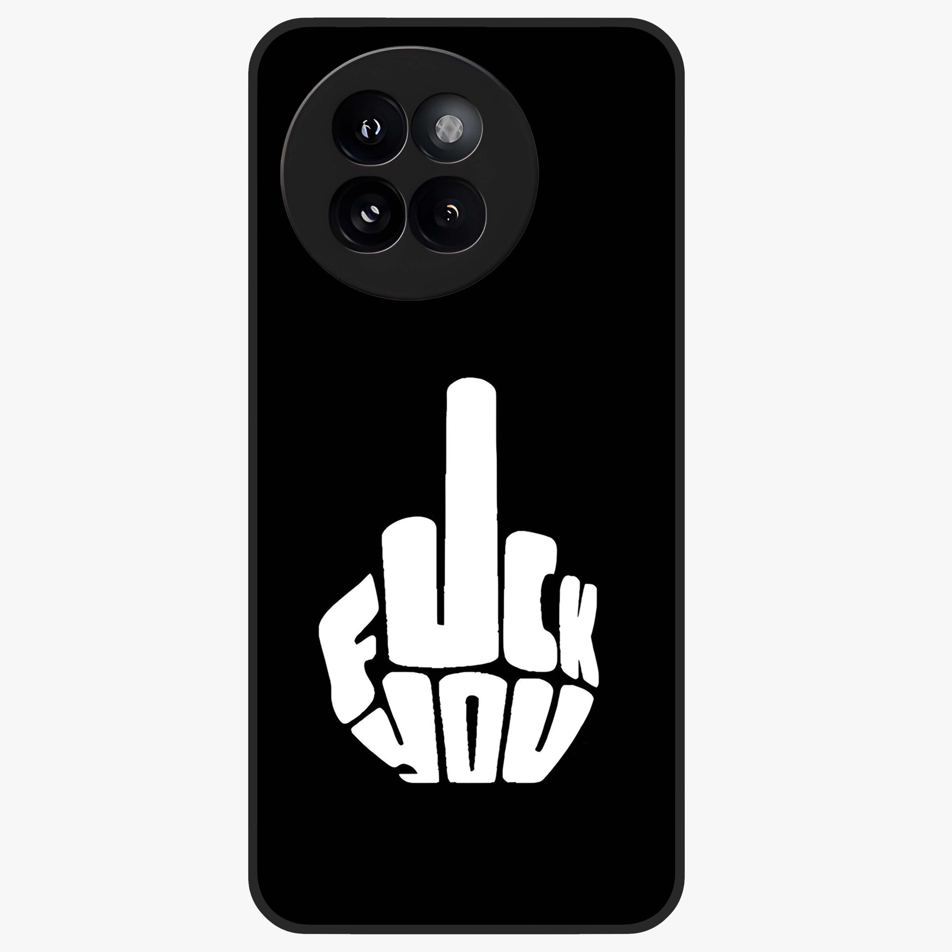 Rebel Mode On Glass Case showing flat back view with bold rebellious typography artwork and glossy glass finish.
