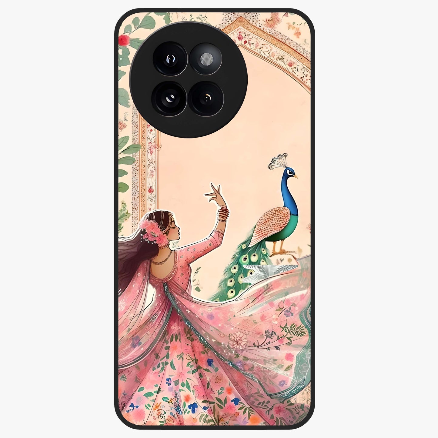 Royal Grace Muse Glass Case showing flat back view with elegant artistic artwork and glossy glass finish.