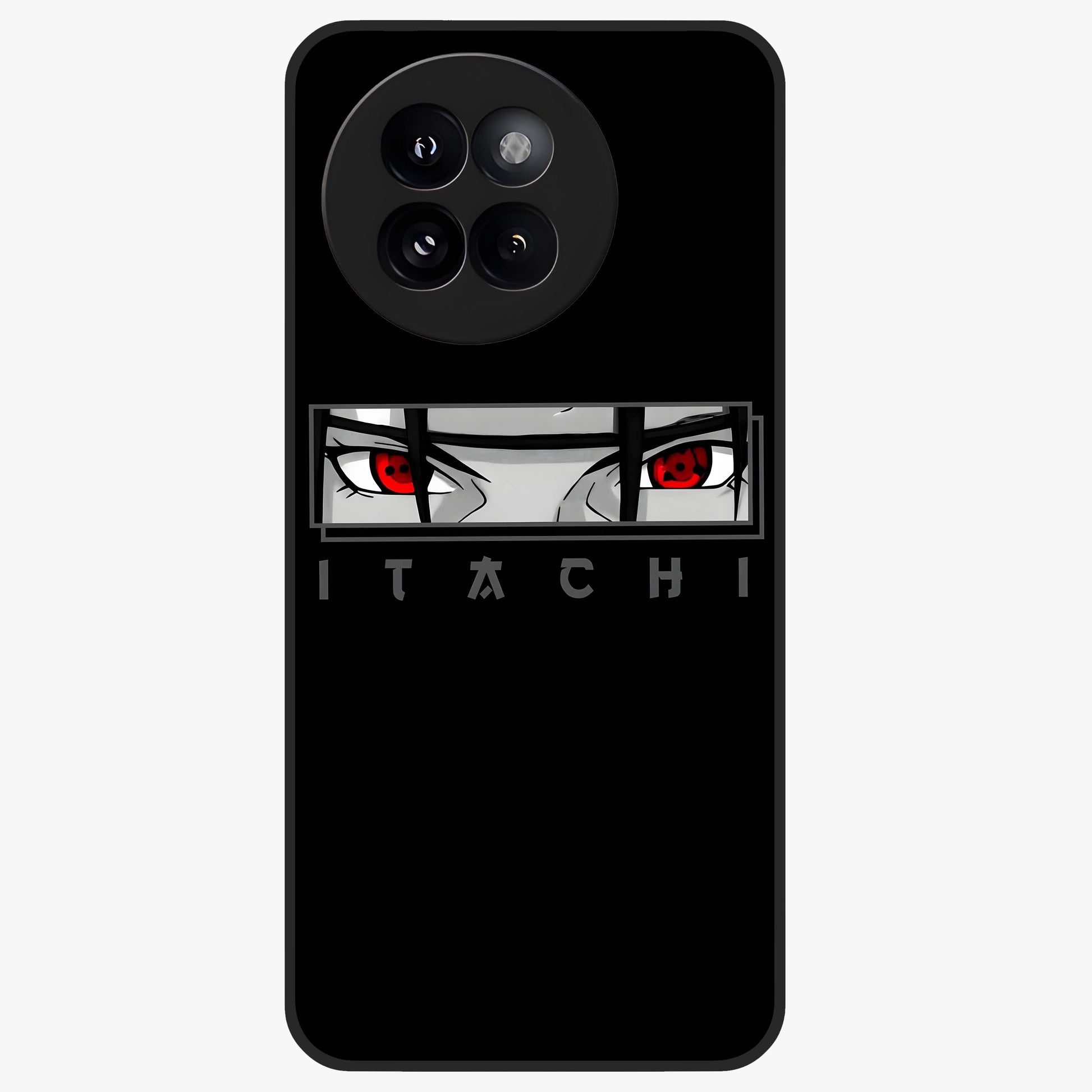 Scarlet Gaze Dominance Glass Case showing flat back view with striking red themed artwork and glossy glass finish.