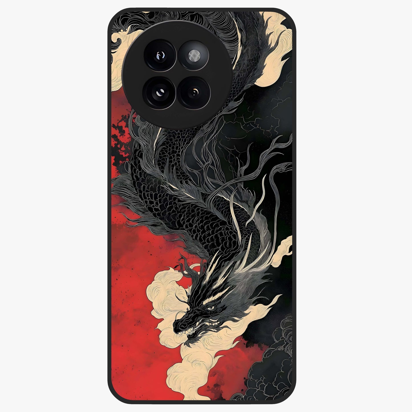 Shadow Dragon Fury Glass Case showing flat back view with fierce dragon artwork and glossy glass finish.
