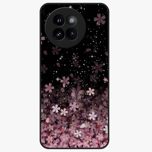 Small Starry Flowers Glass Case showing flat back view with delicate starry floral artwork and glossy glass finish.