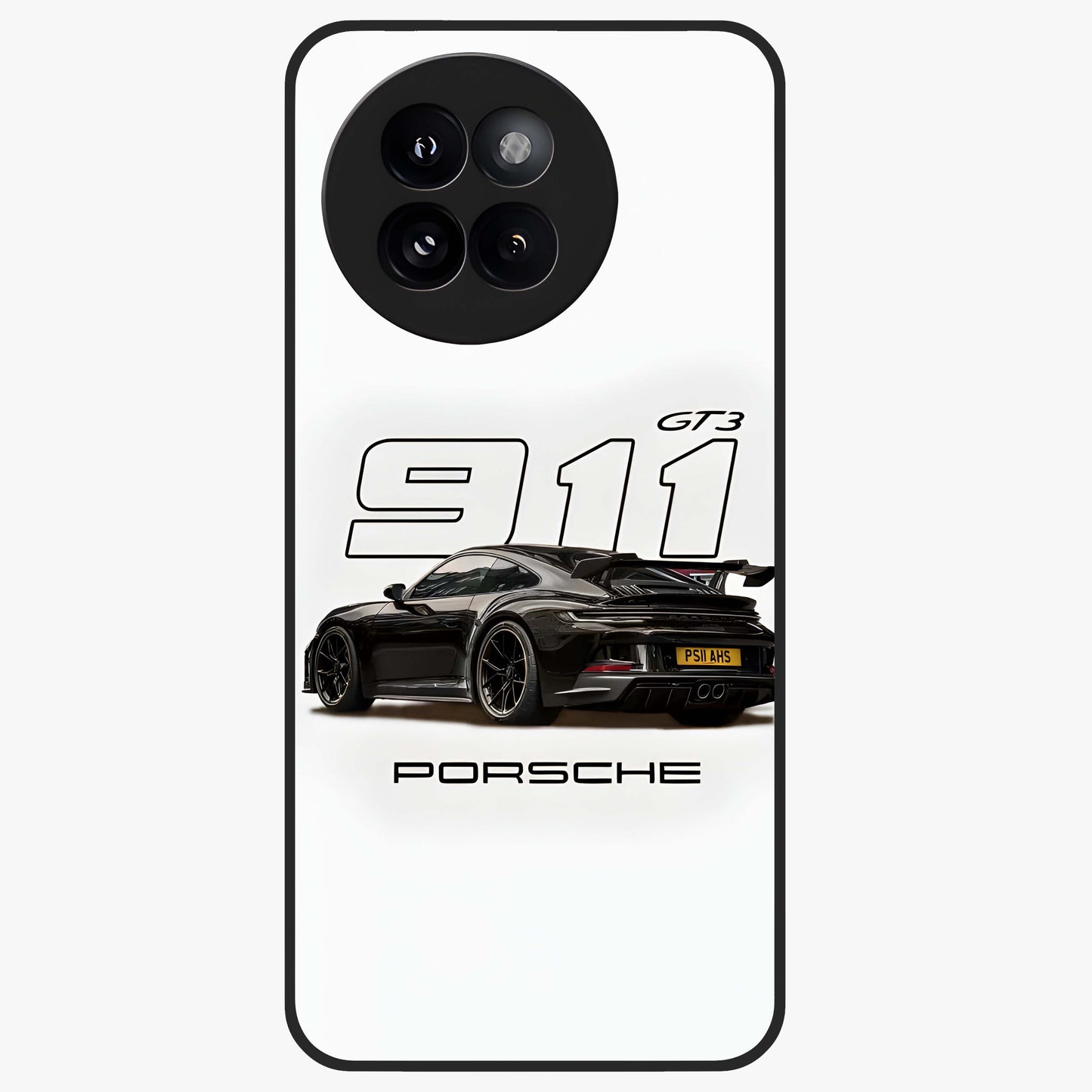 Turbo Legacy Icon Glass Case showing flat back view with iconic sports car inspired artwork and glossy glass finish.