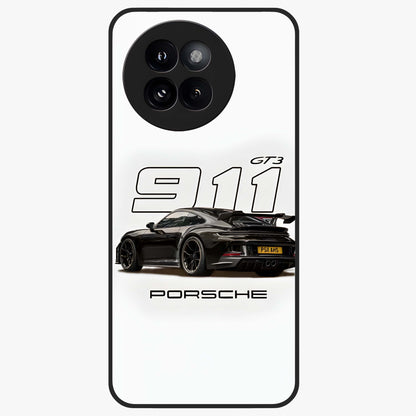 Turbo Legacy Icon Glass Case showing flat back view with iconic sports car inspired artwork and glossy glass finish.