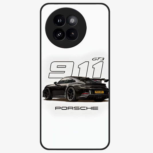 Turbo Legacy Icon Glass Case showing flat back view with iconic sports car inspired artwork and glossy glass finish.