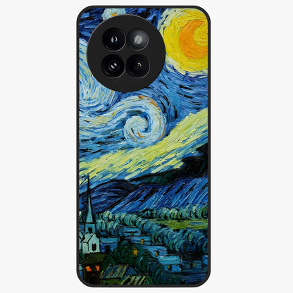 Van Gogh Art Glass Case showing flat back view with classic painterly artwork inspired by Van Gogh style and glossy glass finish.