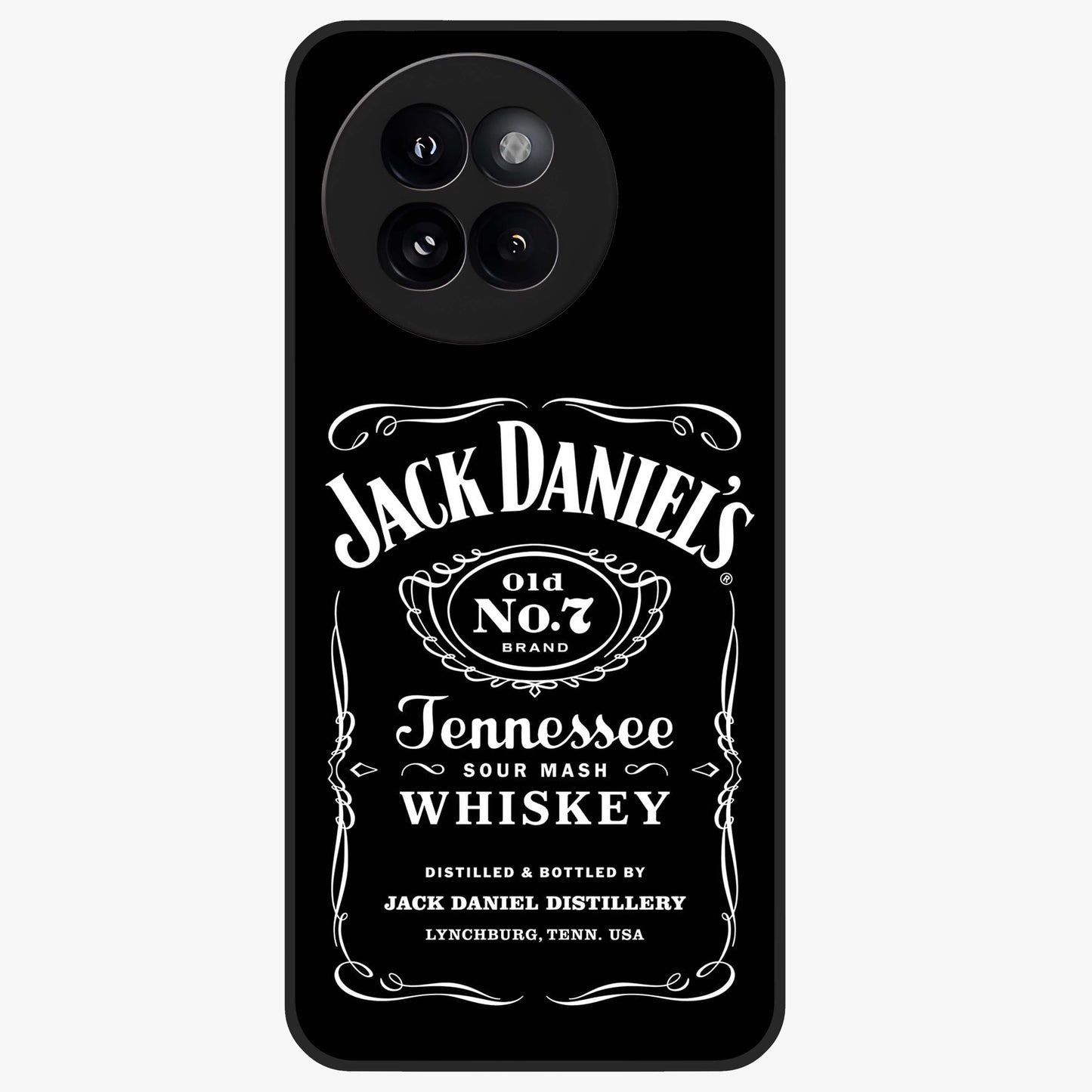 Vintage Whiskey Heritage Glass Case showing flat back view with classic whiskey inspired artwork and glossy glass finish.