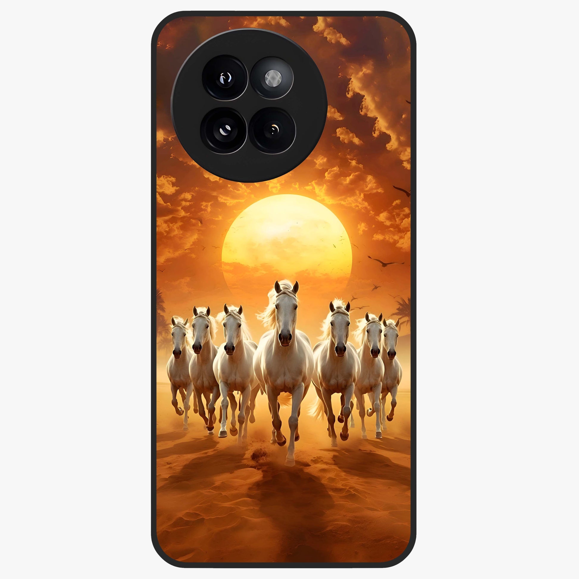 Wild Sunset Majesty Glass Case showing flat back view with majestic sunset landscape artwork and glossy glass finish.