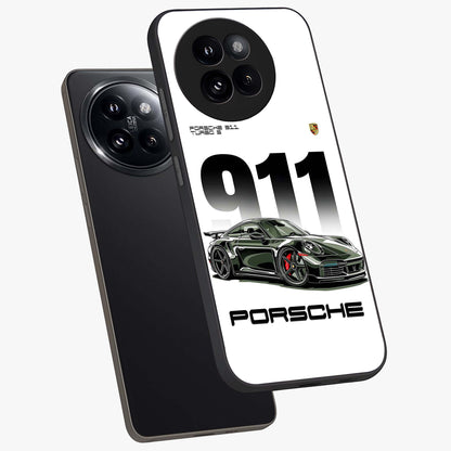 911 Turbo Dominance Glass Case displayed in premium angled mockup highlighting sporty car illustration and sleek glass surface.
