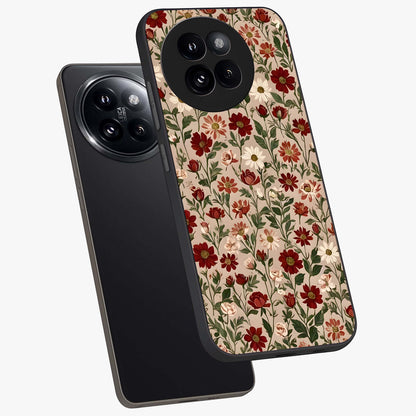 Biege Flower With Leaf Glass Case displayed in angled mockup highlighting minimal floral leaf design and elegant aesthetic.
