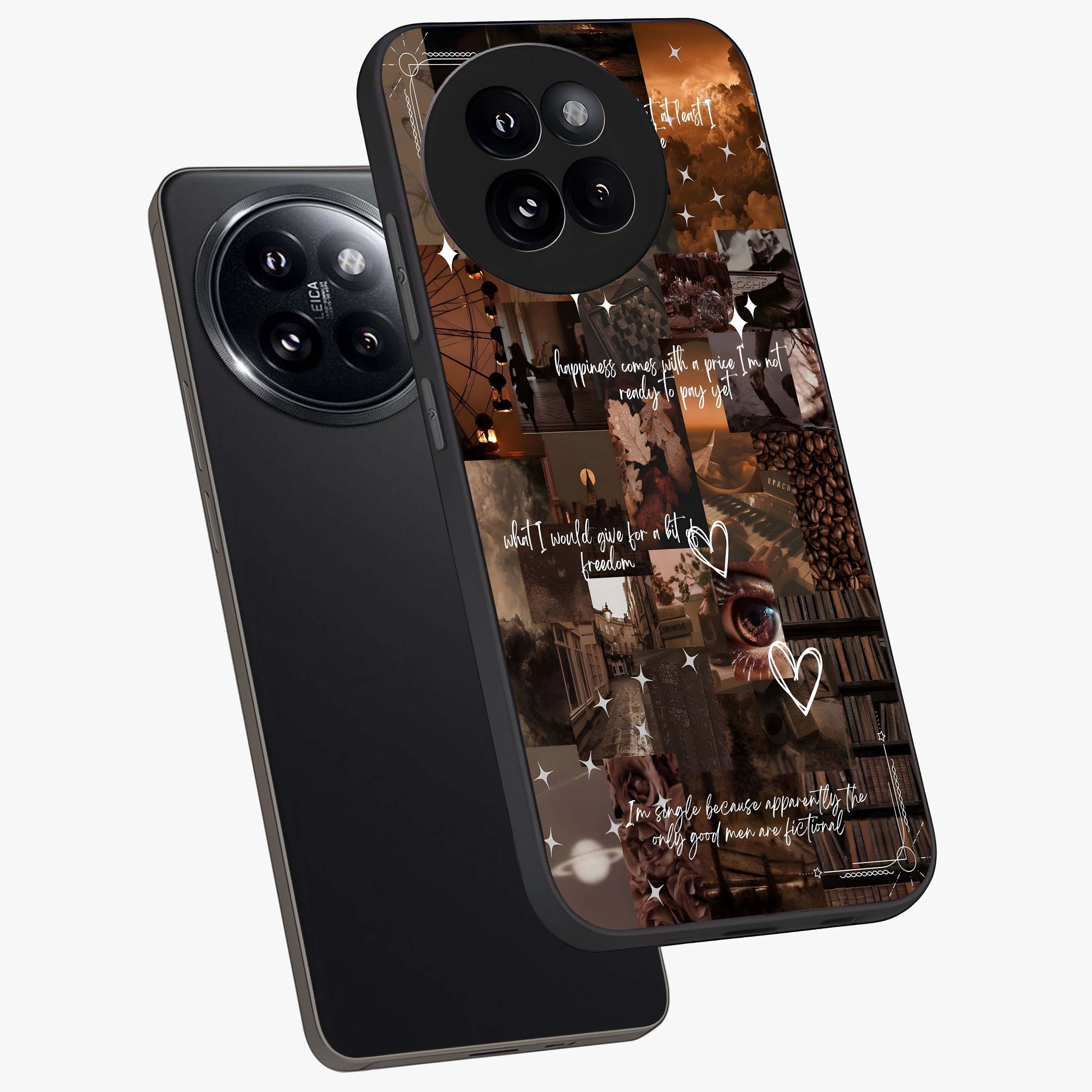 Bittersweet Aesthetic Chaos Glass Case displayed in angled mockup highlighting expressive abstract artwork and edgy aesthetic theme.