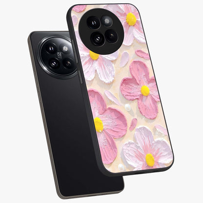 Blush Bloom Texture Glass Case displayed in angled mockup highlighting subtle bloom pattern with aesthetic pastel design.