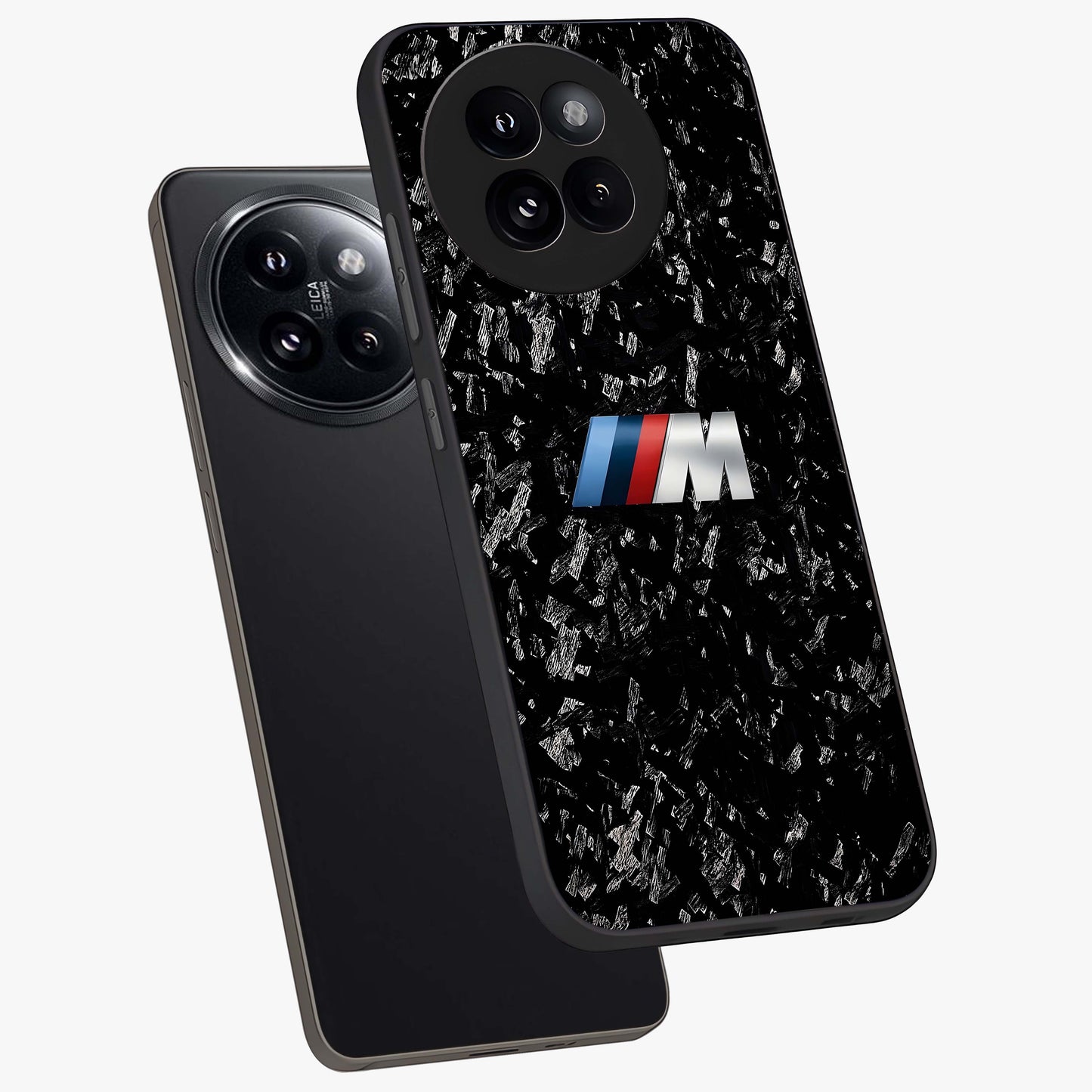 Carbon Speed Mark Glass Case displayed in angled mockup highlighting racing inspired carbon design and sleek aesthetic style.