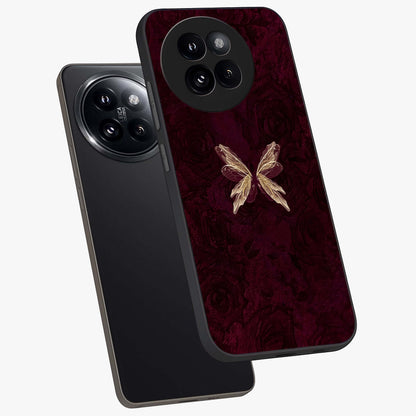 Crimson Fade Butterfly Glass Case displayed in angled mockup highlighting elegant butterfly design with crimson gradient aesthetic.