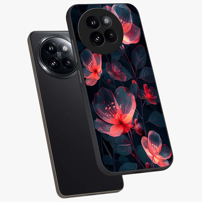 Dark Shade of Flower Glass Case displayed in angled mockup highlighting moody floral illustration with aesthetic dark tones.