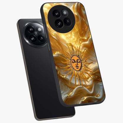 Eternal Golden Glow Glass Case displayed in angled mockup highlighting glowing golden aesthetic design with elegant style.