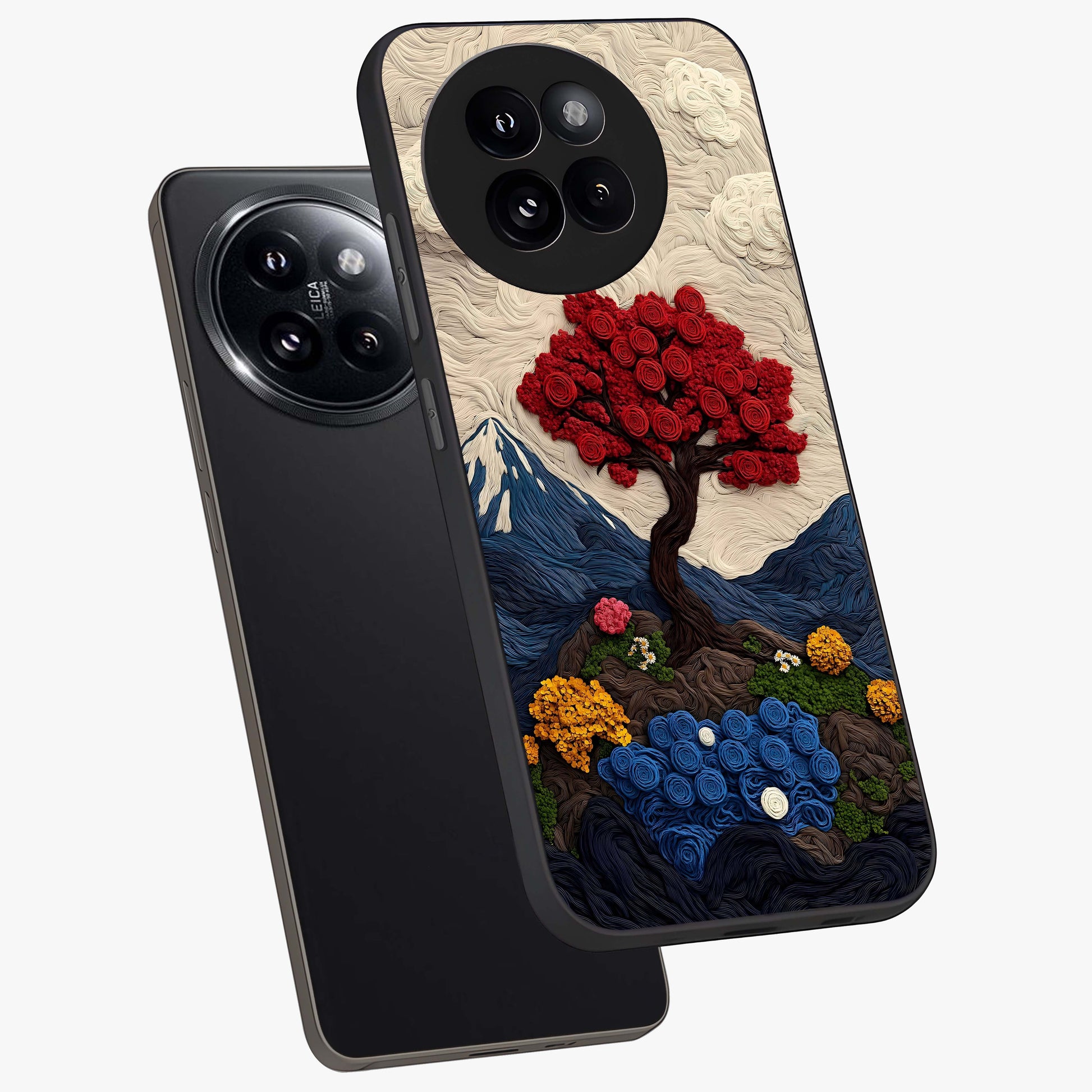 Eternal Nature Tapestry Glass Case displayed in angled mockup highlighting detailed botanical pattern with artistic aesthetic.