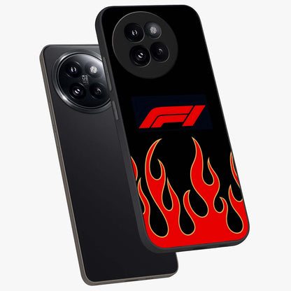 Fire F11 Glass Case displayed in angled mockup highlighting bold fire inspired graphic with energetic aesthetic style.