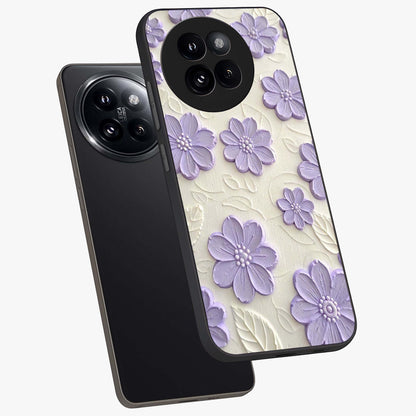 Floral Wall Art With Purple Flowers Glass Case displayed in angled mockup highlighting vibrant purple floral illustration with artistic aesthetic.