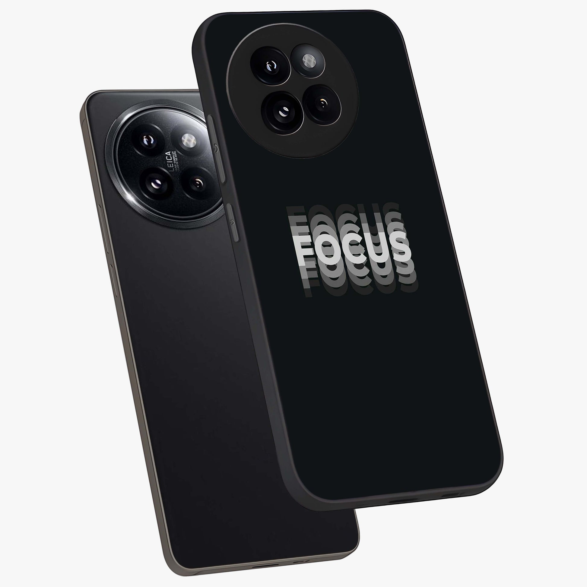 Focus Mode On Glass Case displayed in angled mockup highlighting clean minimal text artwork with modern aesthetic style.
