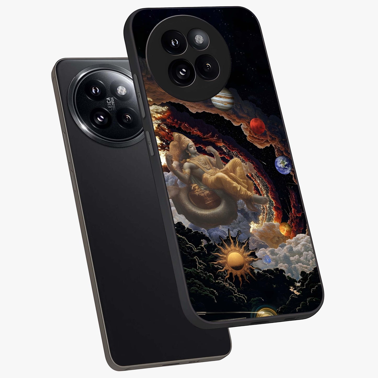 Galactic Divine God Glass Case displayed in angled mockup highlighting powerful celestial deity illustration with galactic aesthetic.