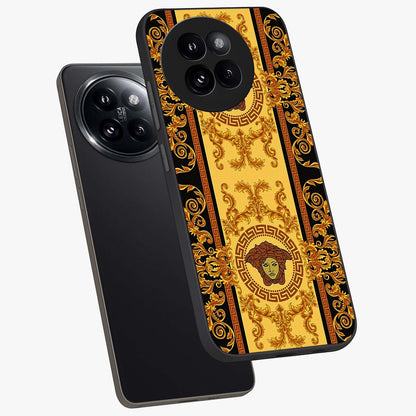 Golden Lotus Glow Glass Case displayed in angled mockup highlighting radiant lotus illustration with spiritual aesthetic.