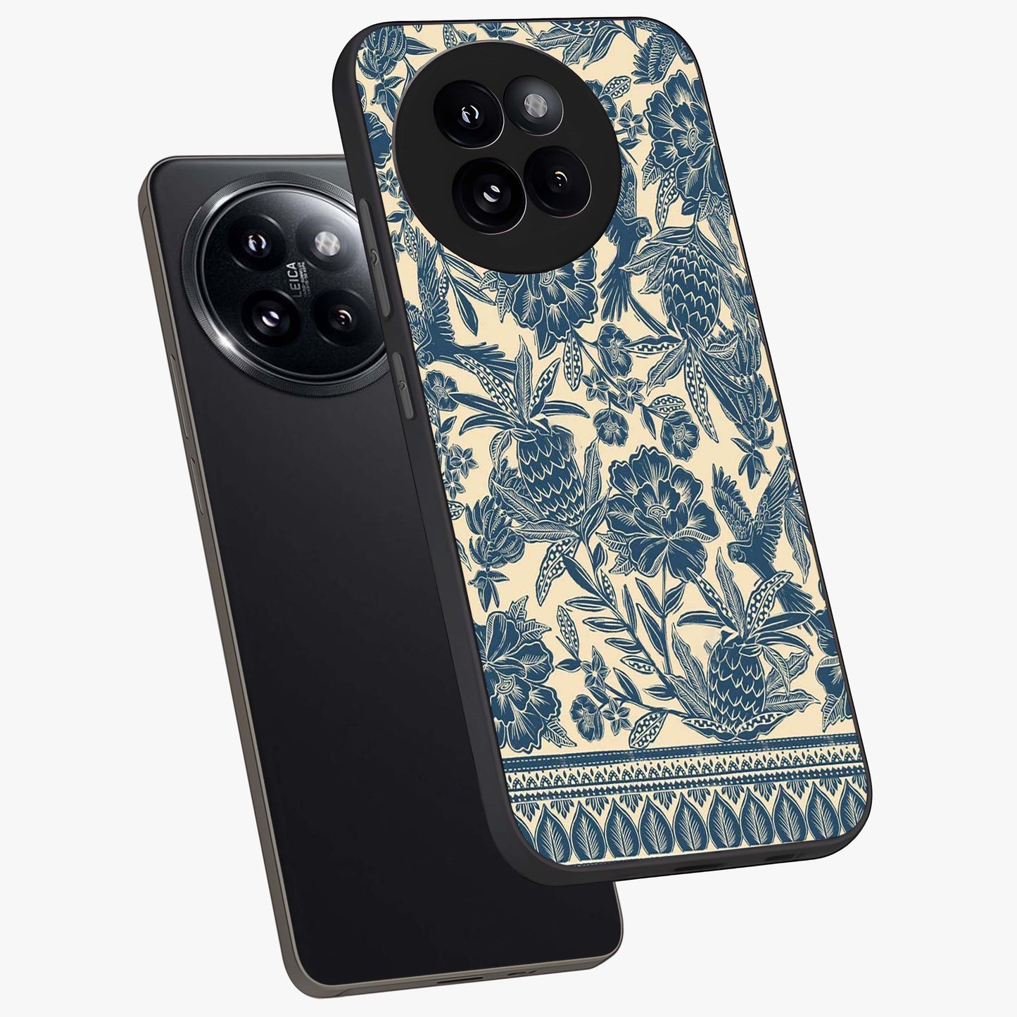 Heirloom Wild Bloom Glass Case displayed in angled mockup highlighting botanical bloom design with classic aesthetic style.