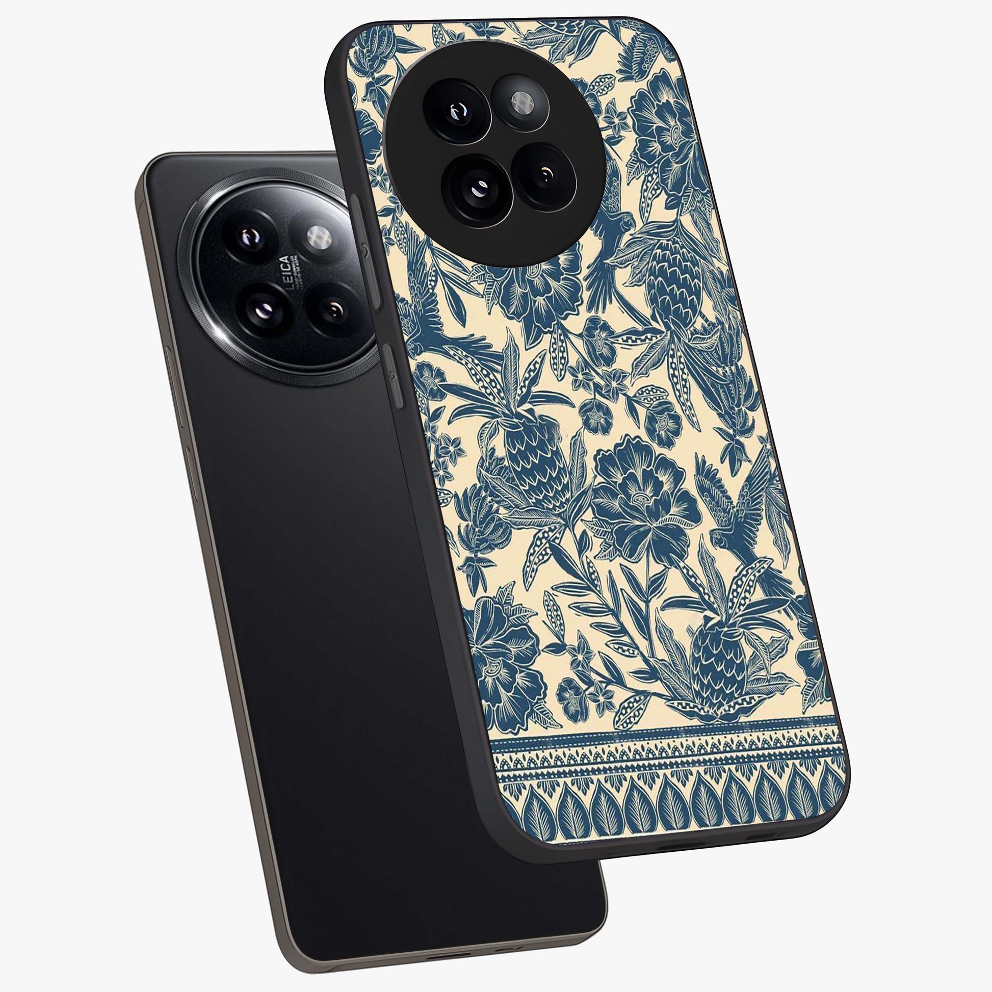 Heirloom Wild Bloom Glass Case displayed in angled mockup highlighting botanical bloom design with classic aesthetic style.