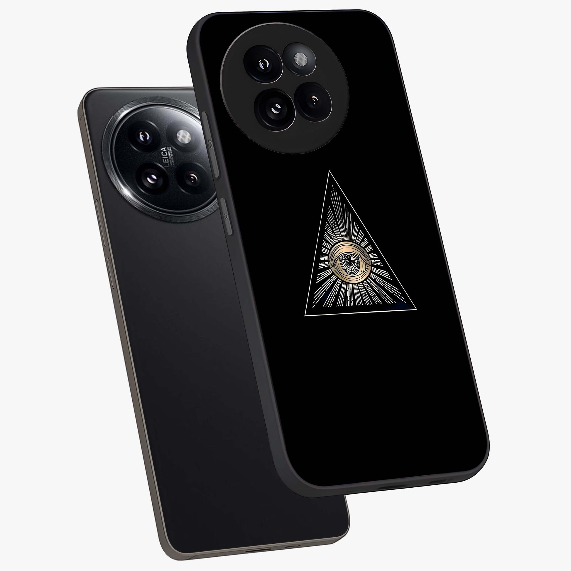 Illuminati Evil Glass Case displayed in angled mockup highlighting dark occult inspired design with bold aesthetic style.
