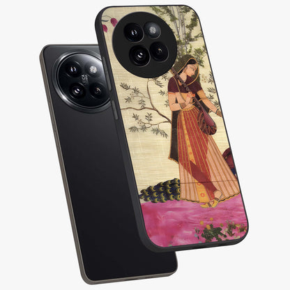 Lady With Veena Art Glass Case displayed in angled mockup highlighting graceful musical illustration with cultural artistic aesthetic.