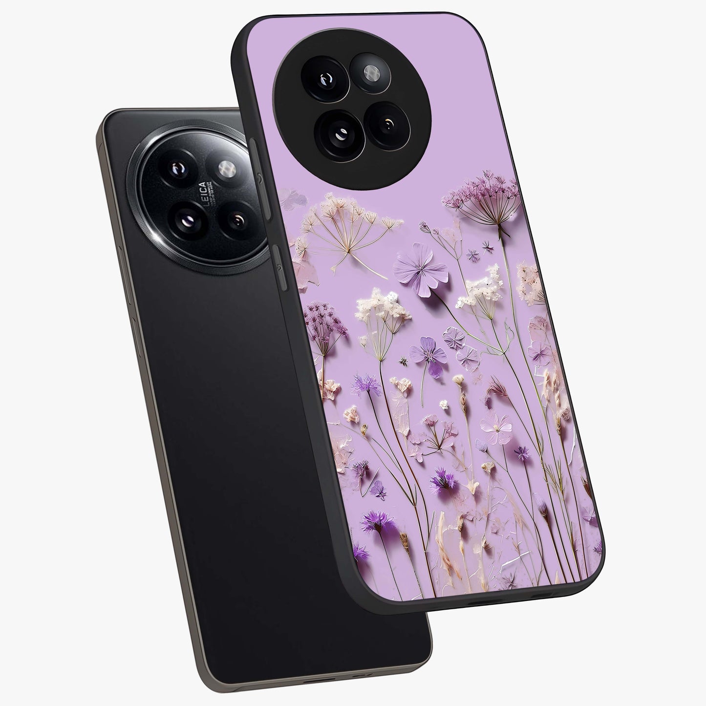 Lavender Blossom Dream Glass Case displayed in angled mockup highlighting dreamy lavender flower design with calming aesthetic style.