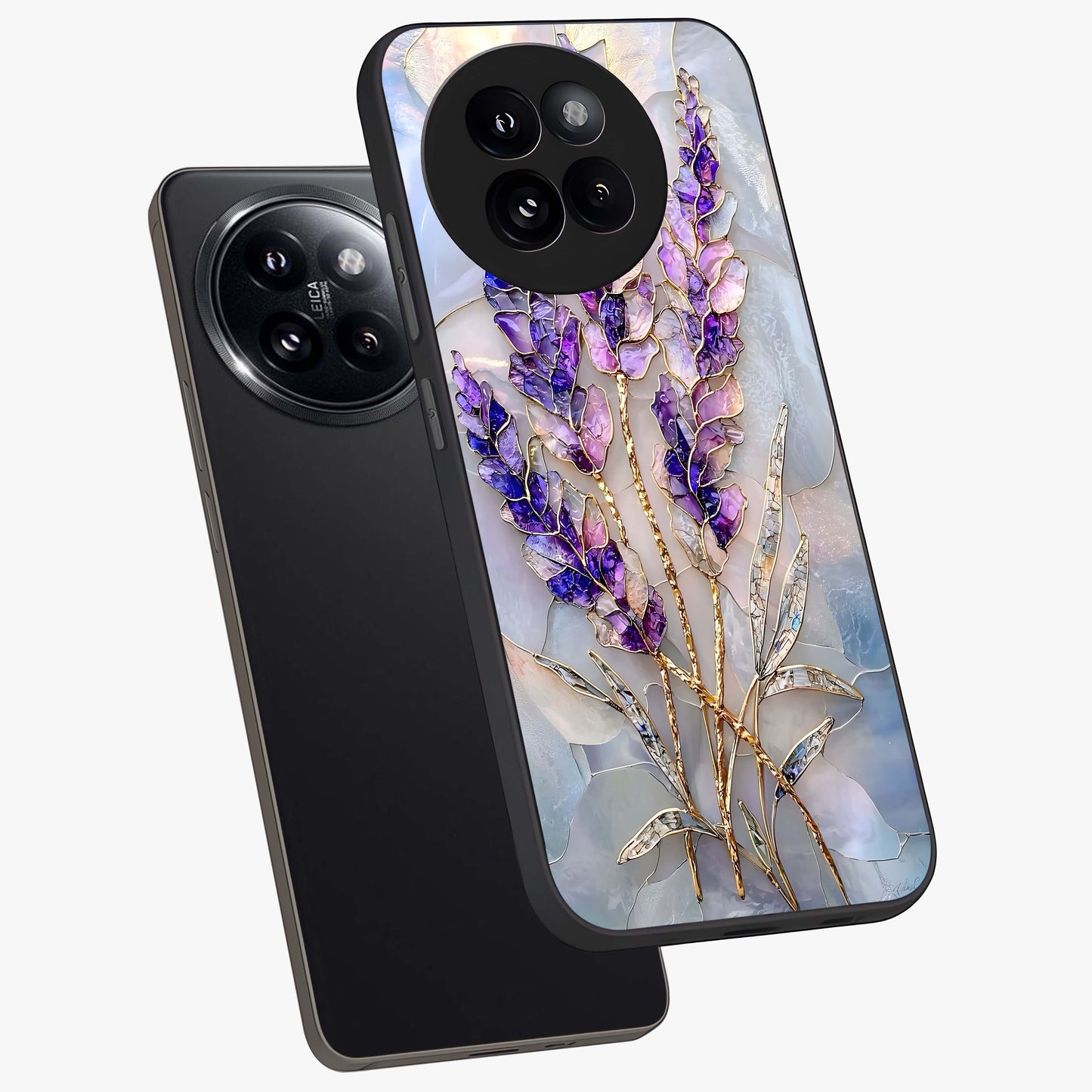 Lavender Dream Glow Glass Case displayed in angled mockup highlighting dreamy purple glow design with soft artistic style.