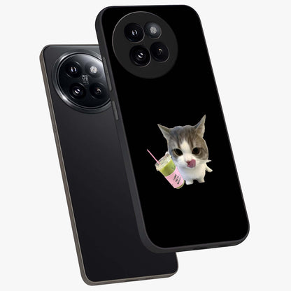 Matcha Cat Style Glass Case displayed in angled mockup highlighting playful feline design with pastel matcha aesthetic.