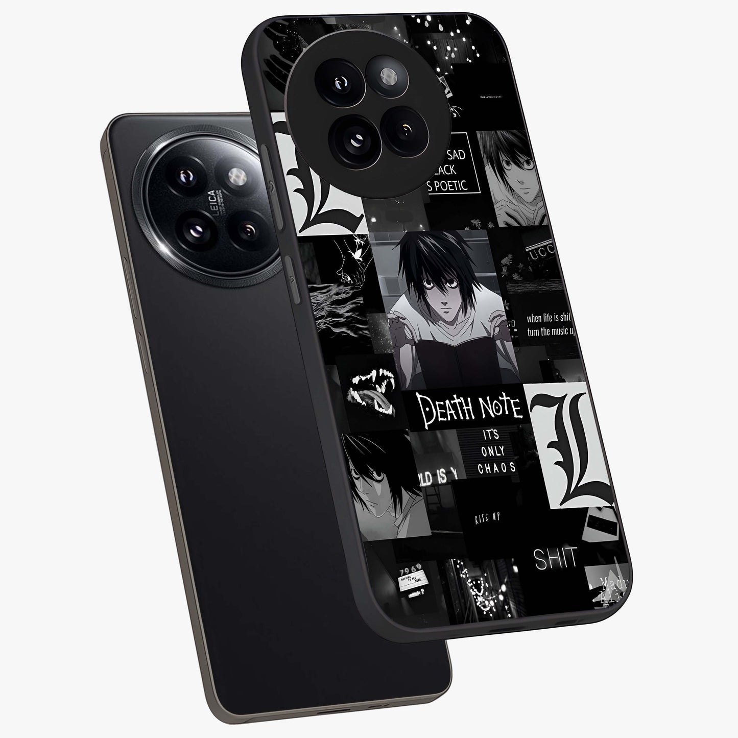 Midnight Chaos Mind Glass Case displayed in angled mockup highlighting chaotic artistic design with dramatic midnight aesthetic.