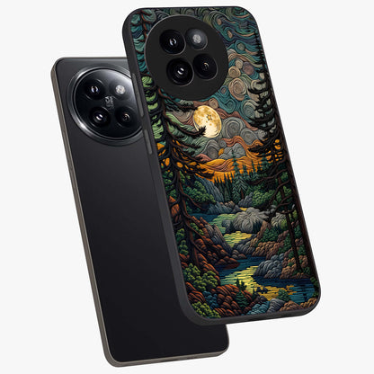 Moonlight Forest Dream Glass Case displayed in angled mockup highlighting dreamy forest design with glowing moon aesthetic.