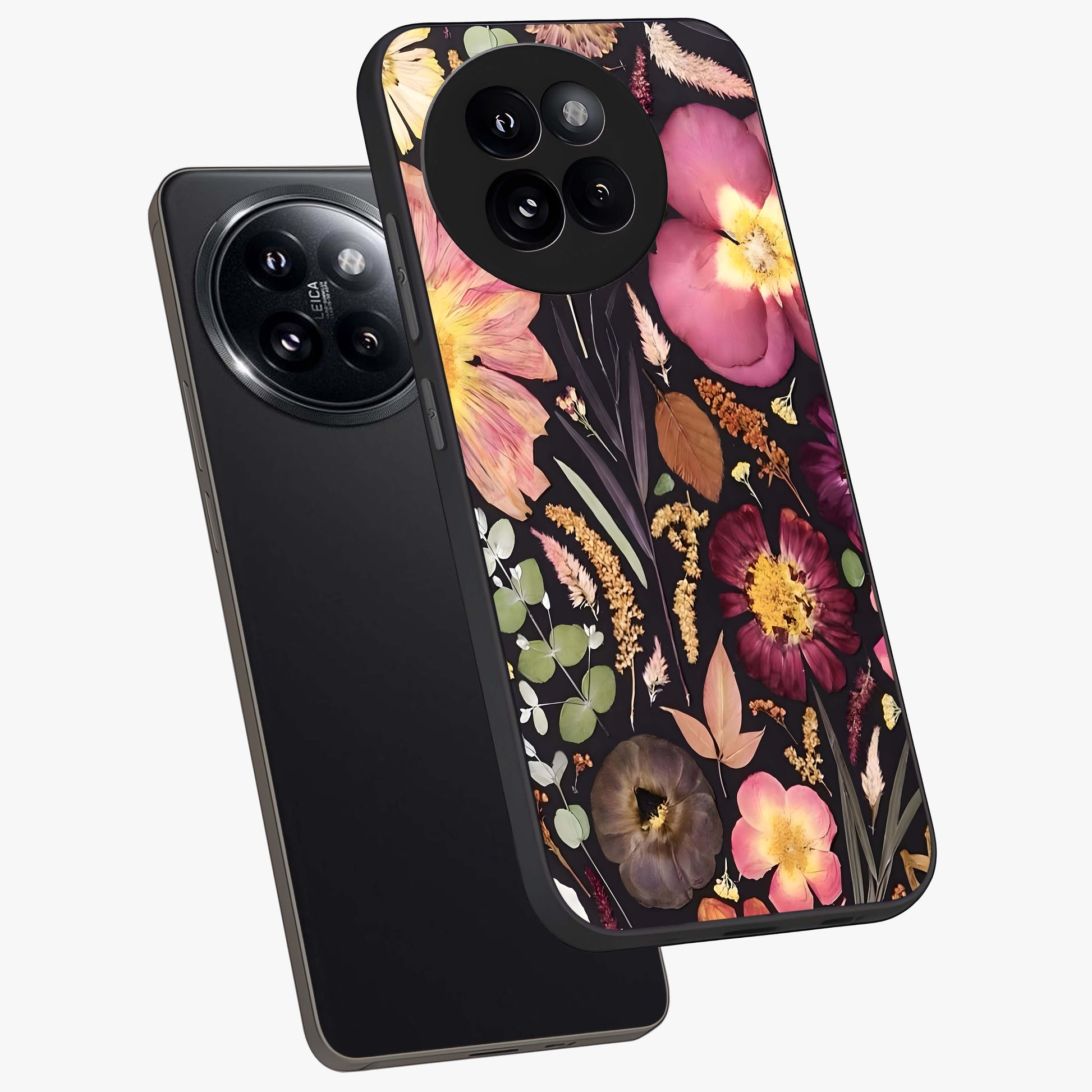 Petal Dream Tapestry Glass Case displayed in angled mockup highlighting decorative petal pattern with elegant botanical aesthetic.