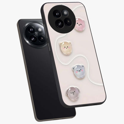 Puffy Face Parade Glass Case displayed in angled mockup highlighting playful cartoon face design with fun aesthetic.