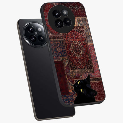 Regal Magic Cat Apple Glass Case displayed in angled mockup highlighting whimsical feline design with fantasy aesthetic.