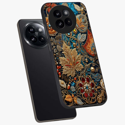 Royal Jewel Garden Glass Case displayed in angled mockup highlighting vibrant jewel inspired floral design with elegant aesthetic.