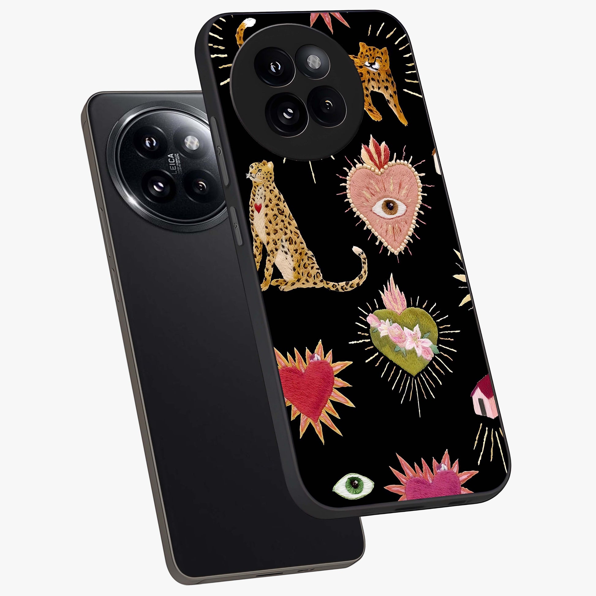 Sacred Jungle Heart Glass Case displayed in angled mockup highlighting lush tropical design with natural aesthetic style.