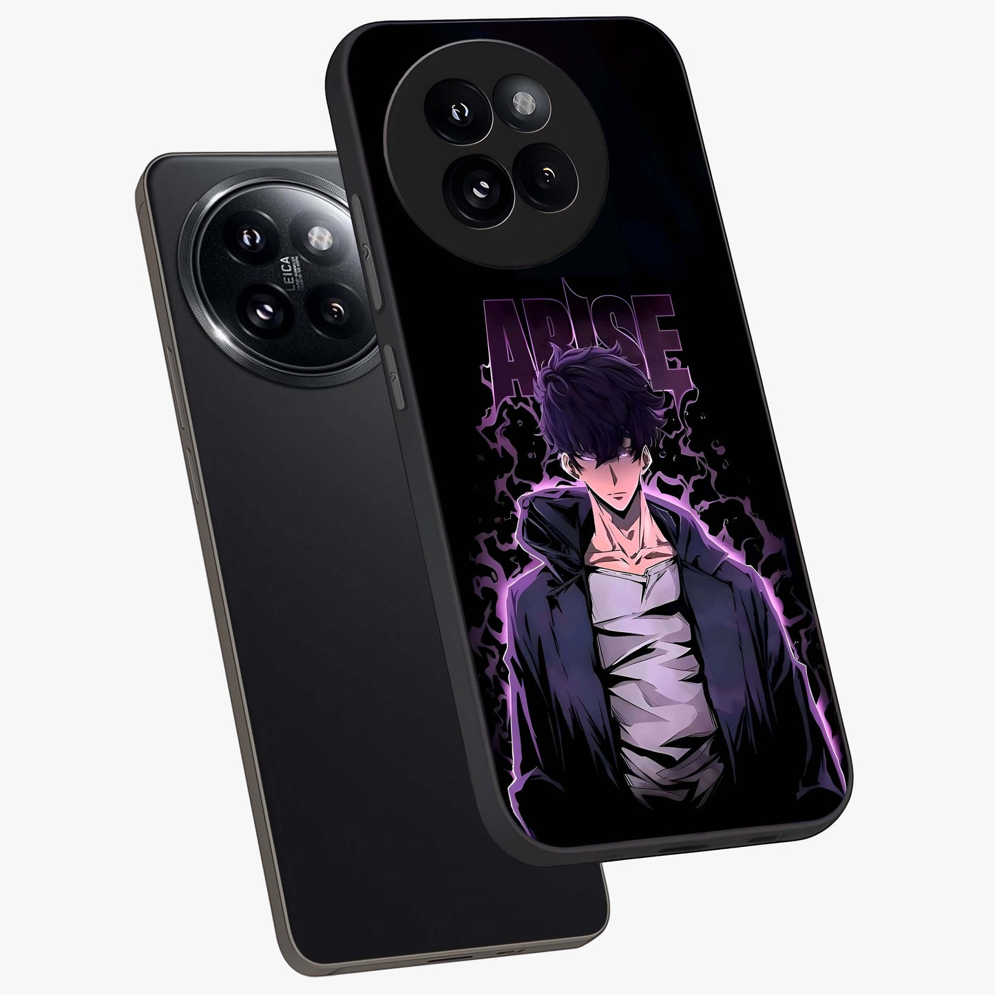 Shadow Monarch Awakening Glass Case displayed in angled mockup highlighting dramatic shadow warrior design with fantasy aesthetic.